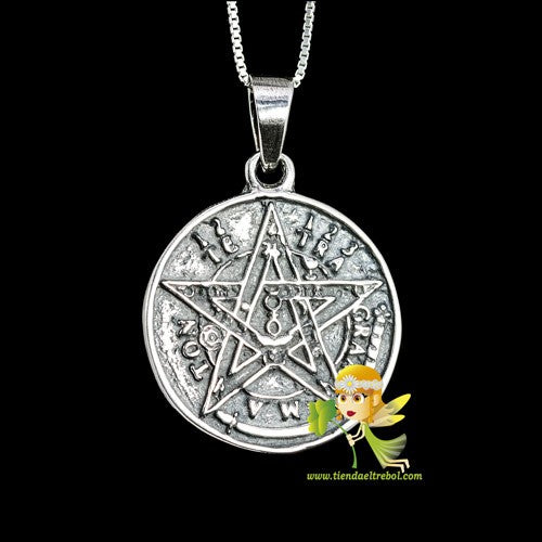 Tetragramatón Reversible 7 Chakras Medalla Colgante Plata
