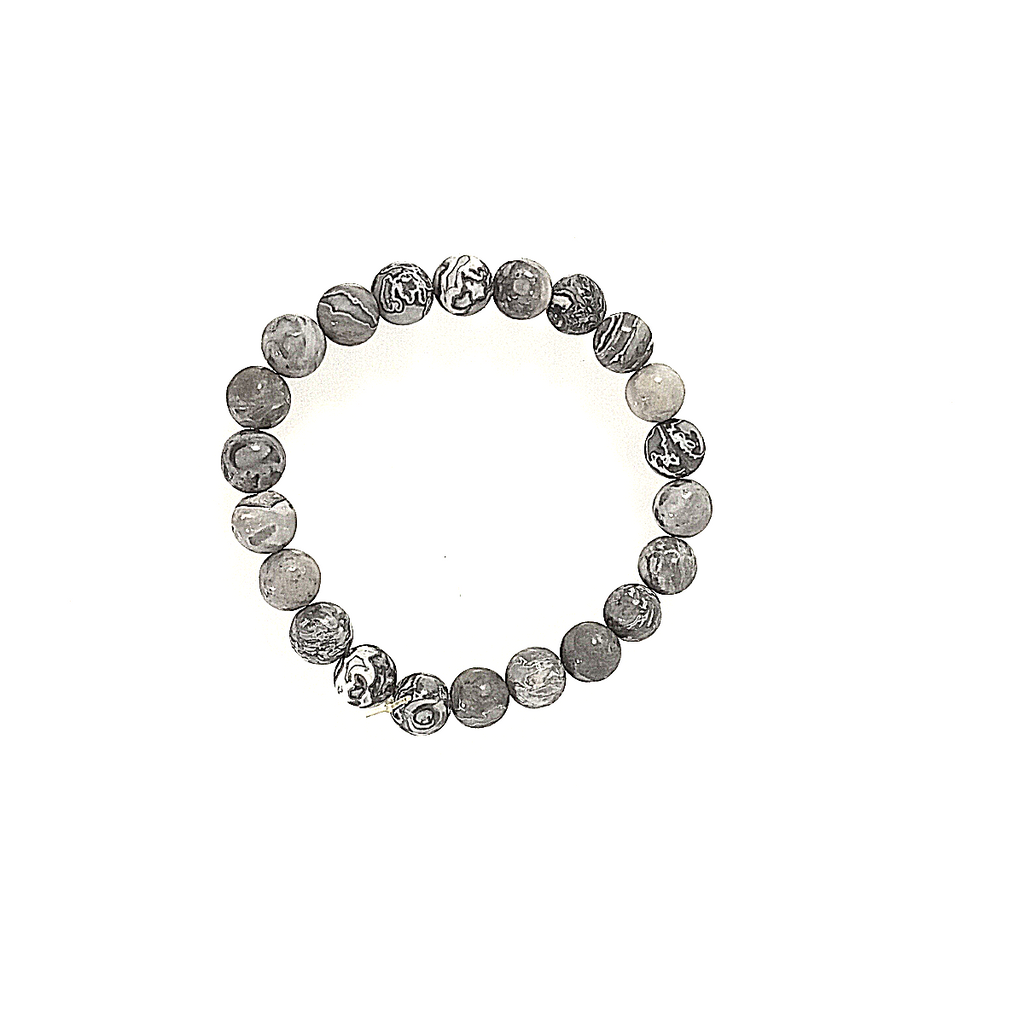 Pulsera de Jaspe Picasso Gris con Esferas de 8 MM