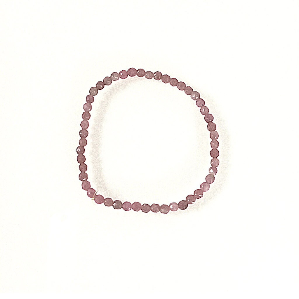 Pulsera de Turmalina Rosa con Esferas Facetadas de 4 MM