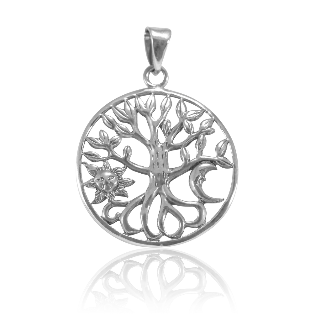 Árbol de la Vida con Sol y Luna - Colgante Plata 925 - Tienda El Trébol World