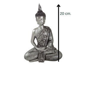 Buda Meditación Gris Plata (Figura Decoración Mediano)