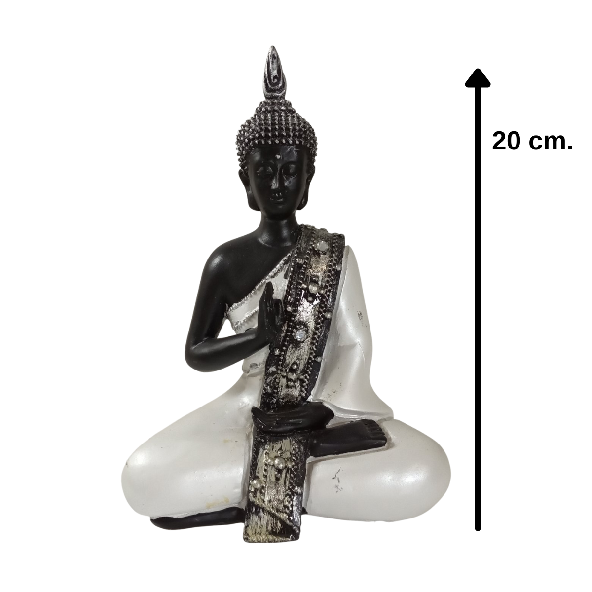Buda Meditación Negro y Blanco (Figura Decoración Mediano)